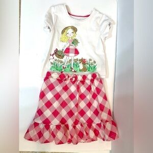 Girls Max Studio 2-Piece Shirt and Skirt Outfit pink and White Size 5/6
